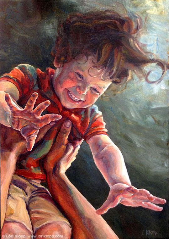 Portrait of Elizabeth Warren by Lori Klopp. Senator Warren uses a looking glass to inspect small print in credit card and loan applications. 